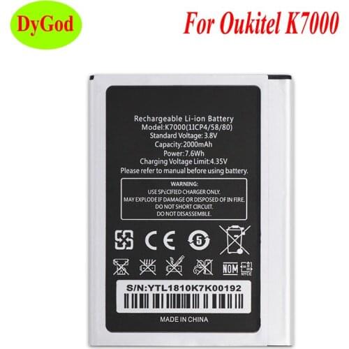 DyGod 2000mAh for Oukitel K7000 Battery Replacement For Oukitel K7000 Batteries Bateria Smart Phone