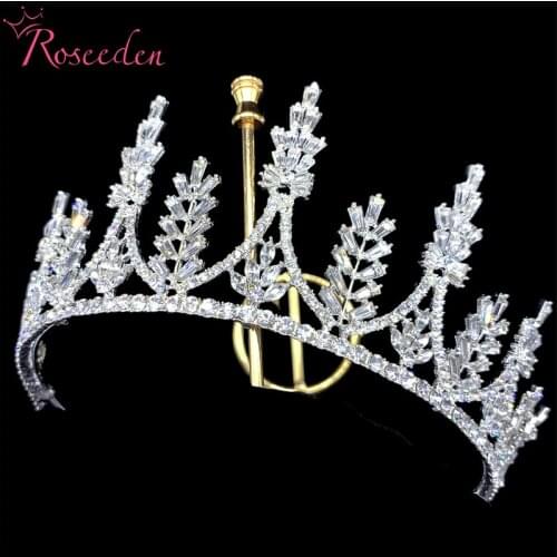 Silver Gold Shiny Rhinestone Pageant Tiara Baroque Bridal Crown Headpiece wedding Hair Jewelry RE4272