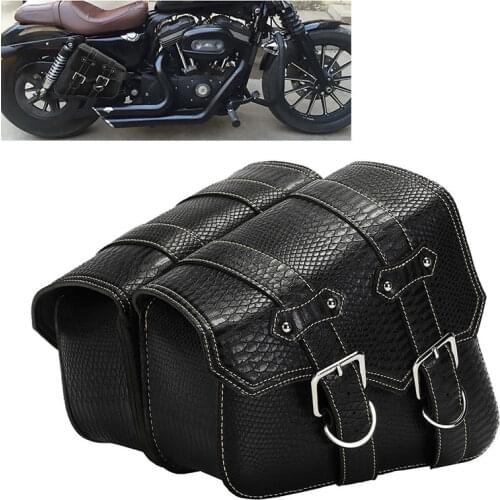 DERI 1 Pair Motorcycle PU Side Saddle Bag Motorbike Side Tool Bag out door Luggage for Harley for Honda Bobber Chopper
