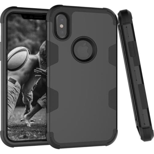 3 in 1 Case For iPhone X XR XS Max Case Hybrid Armor Hard PC Bumber + Silicone Layer Case For iPhone 6 6S 7 8 Plus Back Cover