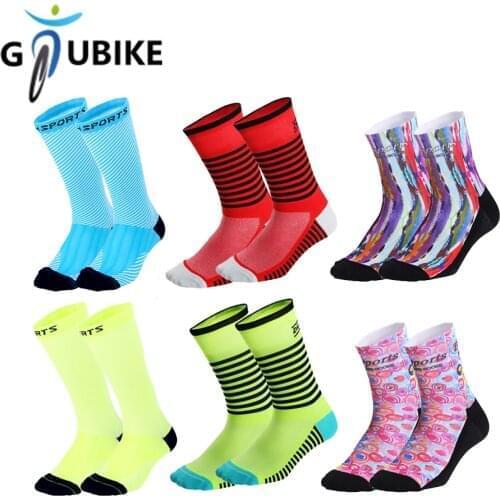 GTUBIKE Pro Team Printed Breathable Socks Moisture Wicking Outdoor Sporting Socks MTB Riding Socks Soft Running Socks