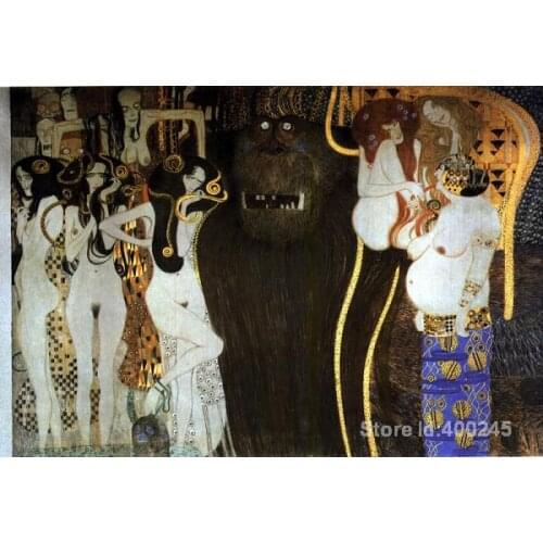 Gustav Klimt paintings of Beethoven Frieze The Hostile Powers modern art High quality Hand painted