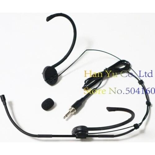 Black 3.5mm Male Screw Plug Ear HeadWorn Headset Mic Condenser Microphone Mike Mikrafon For Wireless Bodypack Transmitter