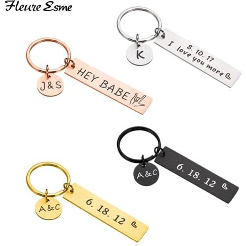 Customized Couples Keychain Gift To Boyfriend Girlfriend Personalized Love Keyring Husband Wife Anniversary Valentine Day Gifts