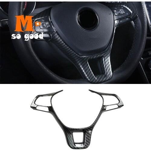 ABS Carbon fibre For Tiguan MK2 2017 2018 Car Steering wheel Button frame Cover trim Car Accessories Styling 1pcs