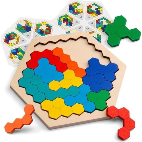 Colorful 3D Puzzle Wooden Toys High Quality Tangram Math Jigsaw Game Children Preschool Imagination Educational Toys for Kids