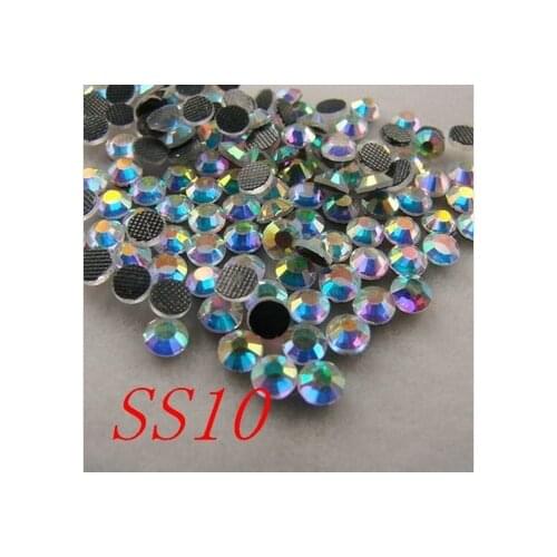 Crystal White AB SS10 DMC Hot fix Rhinestones 1440pcs/bag/lot ,Flat back Rhinestone with glue for bags shoes dress accessaries