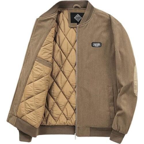 Mcikkny Men Autumn Corduroy Jackets And Coats Stand Collar Simple Warm Outwear Tops Size M-4XL Thermal