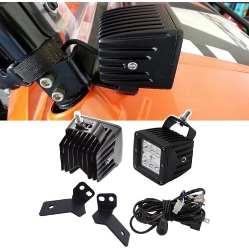 A-pillar Mounting Brackets with 3 intches 18W LED Spot Light Pods and Wiring Kit Fit For Polaris RZR 900 2012-2014 Model