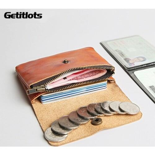 Soft Leather Card Wallet Male Coin Purse Vintage Small ID Card Case Bag Mini Wallets Coin Purses Short Luxury Pocket Carteira