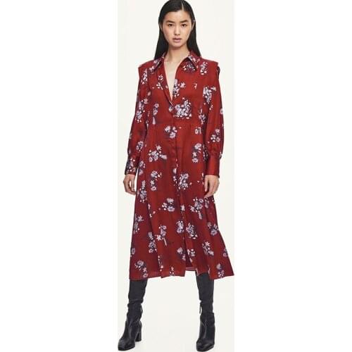 New 2021 Spring Products Women Dress Womens New Year Series New Years Eve High-end Red Long Sleeve Lapel Dress