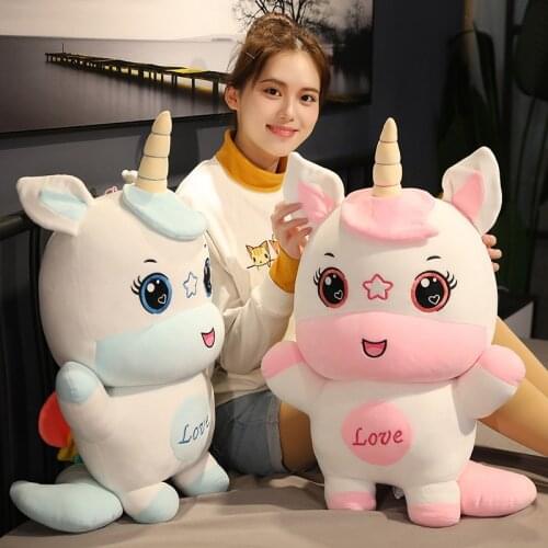 50/60/70cm Cute Unicorn Plush Toy Soft Stuffed Cartoon Animal Horse Doll Nap Pillow Cushion Girlfriends Kids Birthday Gifts