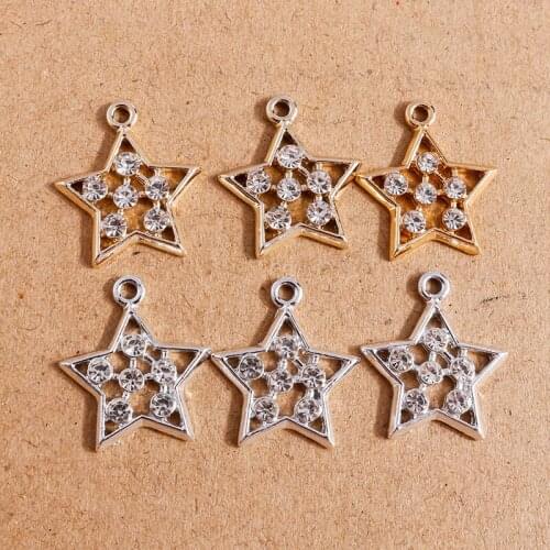 10pcs 19*21mm 2 Colors Crystal Star Charms for Making Fashion Drop Earrings Pendants Necklaces Keychain DIY Jewelry Findings