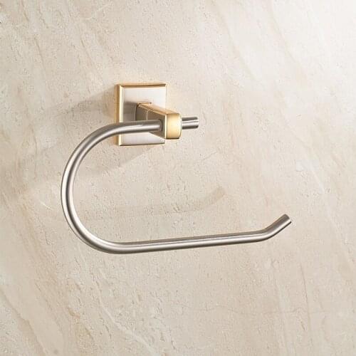 GASIN European Polished Chrome Towel Ring Towel Shelf Modern Brushed Gold Towel Holder Mounting Bathroom Accessories GS-6004