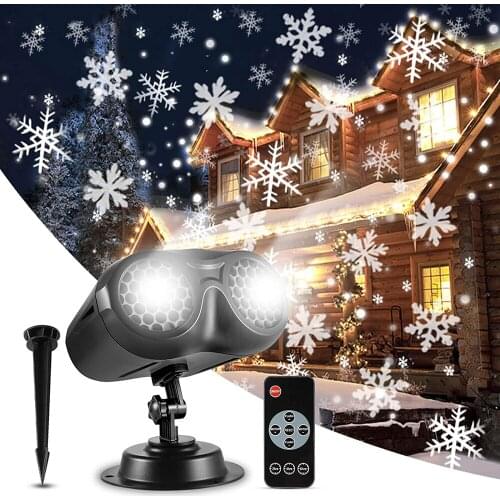 Waterproof 9W Christmas Snowflake Projector Lights Outdoor Snowstorm Snowfall Garden Lawn Landscape Stage Lights for Halloween