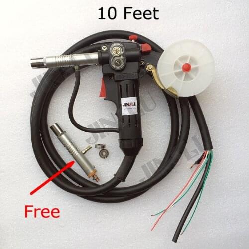 Nylon Body Toothed Roller JINSLU Free Parts 10 Feet MIG Spool Gun Push Pull Feeder Aluminum Steel Torch No Connector SALE1