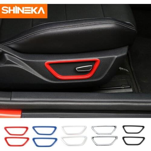 SHINEKA Car Styling 2PCS New Arrival ABS Inner Car Seat Adjust Button Frame Cover Trim for Ford Mustang 2015