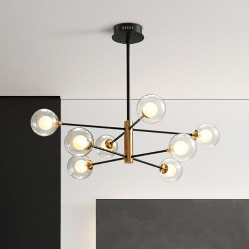 Glass Ball Chandelier For Dining room Bar Kitchen chandeliers interior lighting home Glass Black and gold chandelier lighting