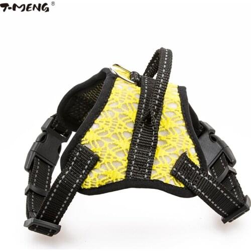 T-MENG New Puupy Small Dog Harness Reflective Breathable Nylon Mesh Vest Cat Harness Goods For Dogs k9 Chihuahua Chest Strap 27