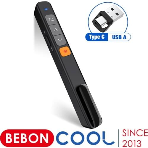 USB Type C Dual Mode Wireless Presenter With Red Laser Pointer Presentation Remote Control For Projector Powerpoint PPT Slide