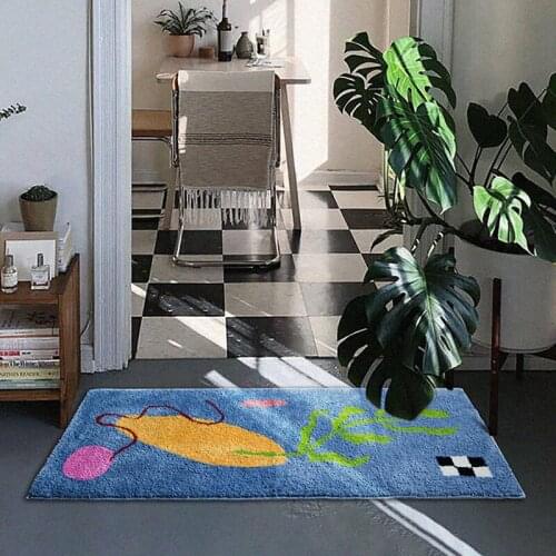 Tufted Plants Bedside Rug Nordic Soft Fluffy Carpet Function Entrance Mat Floor Anti Slip Pad Aesthetic Home Room Decor