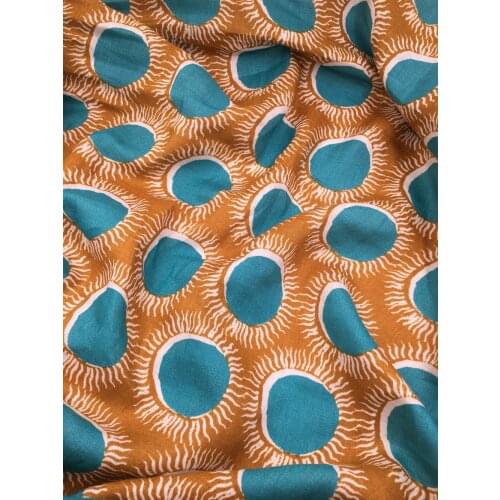 High quality new pure linen fabric Digital printed fabrics robe one-piece dress cothes tissu