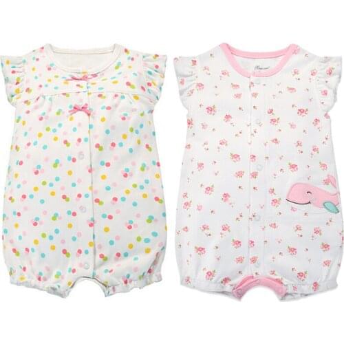 Y478 summer new cotton baby clothes small flying sleeves angle open button of clothing Newborns summer clothes