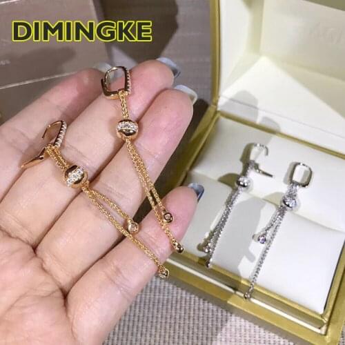 DIMINGKE Fashion Tassel Earrings 100%-S925 Sterling Silver Wedding Engagement Party Woman Gift High Jewelry