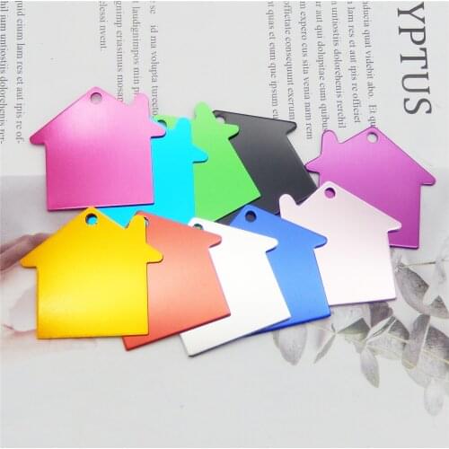 10pcs House Pet ID tags dog cat animal tags Aluminum dog tags identification pendant Bone Necklace Collar Puppy cat collar DIY