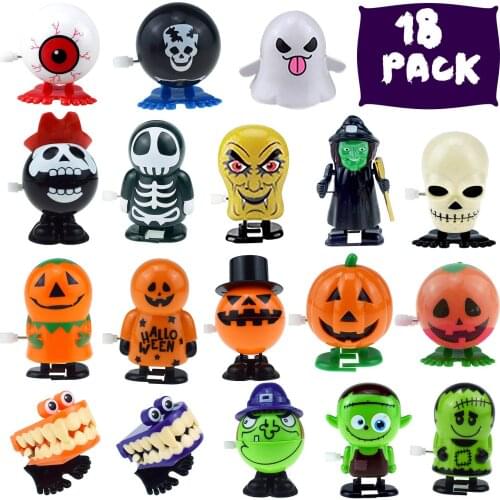 18PCS Creative And Interesting Childrens Toys Christmas Halloween Wind Up Toys Clockwork Winding Eyes Jumping Teeth Ghost Teeth