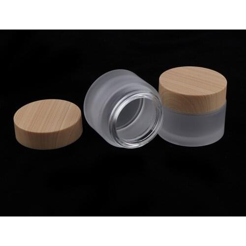 20g 20ml Environmental Wood Texture Lid Frosted Glass Bottles Cream Jars Empty