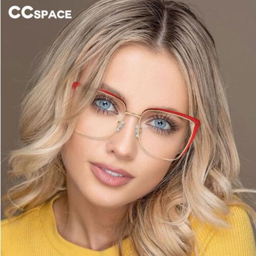 48324 Square Cat Eye Metal Glasses Frame Anti Blue Light Retro Men Women Optical Fashion Computer Eyeglasses