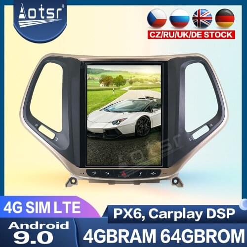 4G LTE Android 9.0 GPS Navigation For JEEP Cherokee 2014+ Tesla Big Screen Multimedia Player Car Radio Audio Audio Stereo DSP 2k