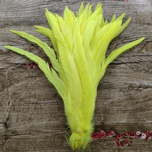 500pcs Beautiful 12-14inches/30-35cm Fluorescent Yellow Rooster Tail Feathers DIY Jewelry Craft Making Clothing Decoration
