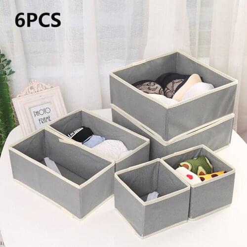 6PCS/SET Foldable Underwear Organizer Bra Tie Socks Clothes Storage Box Container Wardrobe Closet Organizer Drawer Case #A