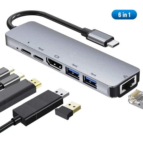 8 in 1 Aluminum alloy USB-C HUB To HDMI+USB 3.0+PD charging cable RJ45 Ethernet Micro SDTF OTG Adapter 3 in 1 5 in 1 6 in 1