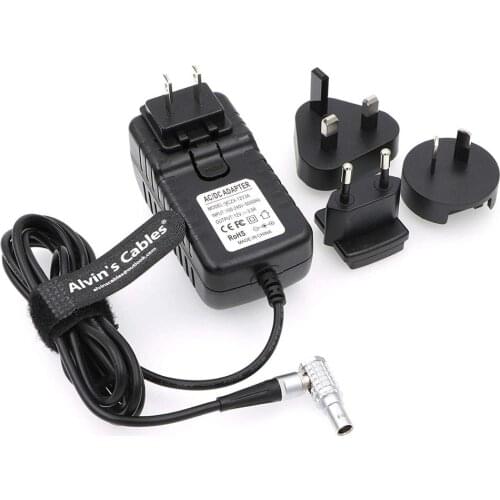 Teradek Power Adapter Converter Cable Right Angle 2 Pin to Universal AC with US UK EU AU Plugs for Z CAM E2 Flagship Teradek Cub