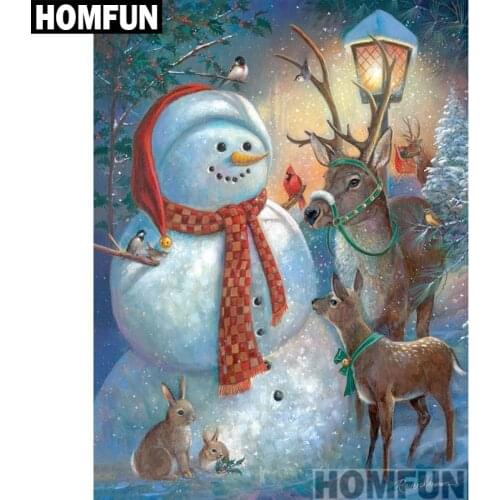 HOMFUN Full Square/Round Drill 5D DIY Diamond Painting "Christmas Snowman" 3D Embroidery Cross Stitch 5D Home Decor A00847