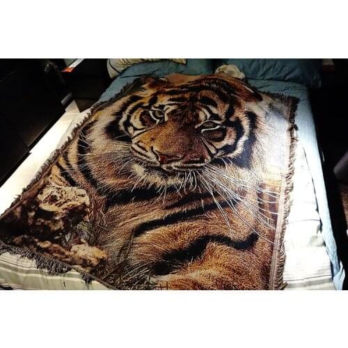 American rural retro animal tiger head blanket Sofa decorative cover blankets Multi-function Tapestry for sofa bed Slipcover
