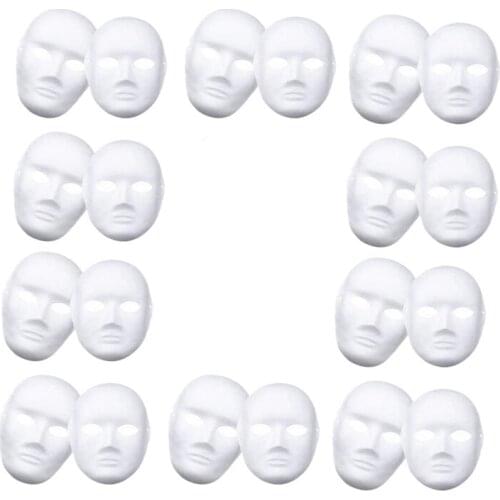 White Mask,12Pcs Halloween Full Face Mask Blank DIY Mask Dance Cosplay Party Plain Masquerade Paper Mask to Decorate