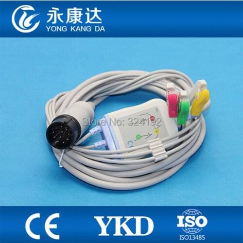 Free shipping compatible Nihon Kohden one-piece series patient ECG cable with leads,11pin ecg leadwires