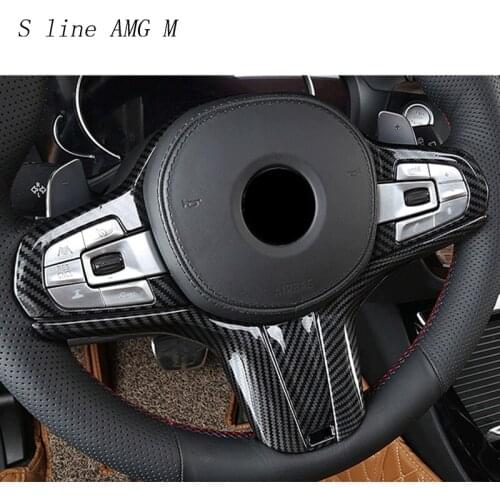 Car Steering Wheel Frame Decoration Cover Stickers For BMW 5 Series G30 X3 G01 X4 G02 X5 G05 X6 G06 Carbon fiber Interior Decals
