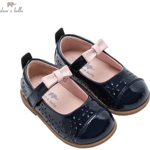 DB19652 Dave Bella autumn baby girl fashion bow floral leather shoes children girls brand shoes