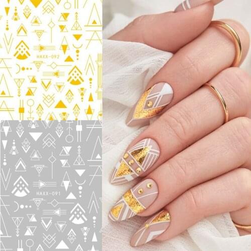 1 Sheet Geometric Nail Art 3D Stickers Golden Rose Flower Nail Decals for Nails Manicure White Design DIY Butterfly Tattoo