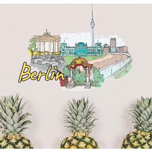Germany Berlin Landmark Architecture Building Illustration Pattern Removable Wall Sticker Art Decals Wallpaper for Room Decal