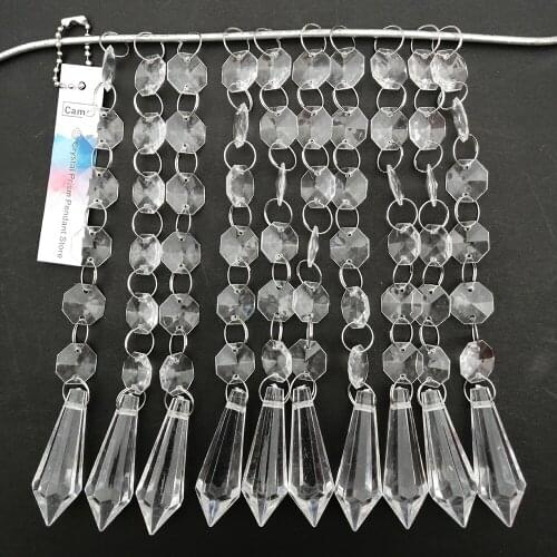 Camal 60pcs 18cm Long Cone Pendant Acrylic Crystal Octagon Bead String Garland Chain Chandelier Lamp Party Curtain Wedding DIY