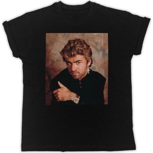 Cool George Michael Face Poster Unisex Ideal Gift Birthday Present Black T Shirt Cotton Customize Tee Shirt