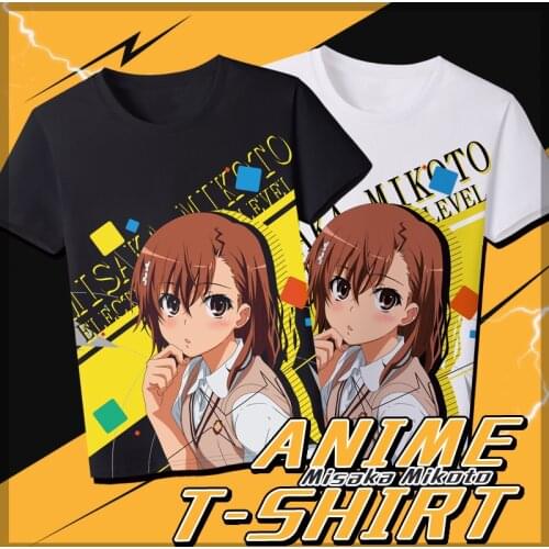 MGFHOME Anime JK Toaru Kagaku no Railgun Cosplay Shirt A Certain Scientific Railgun Misaka Mikoto T-Shirt Tops Short Tee t shirt
