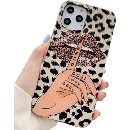 For iPhone 12 11 Pro Max X XR XS 7 8 Plus Case Lip Leopard Matte Cheetah Print Pattern Design Flexible Soft Silicone Protective