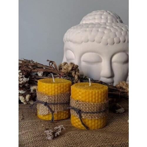 Kyphi Natural Hand-Bee 2'li Wax Candle Set (6x5 Cm) candles and scents свечи и ароматы velas y aromas